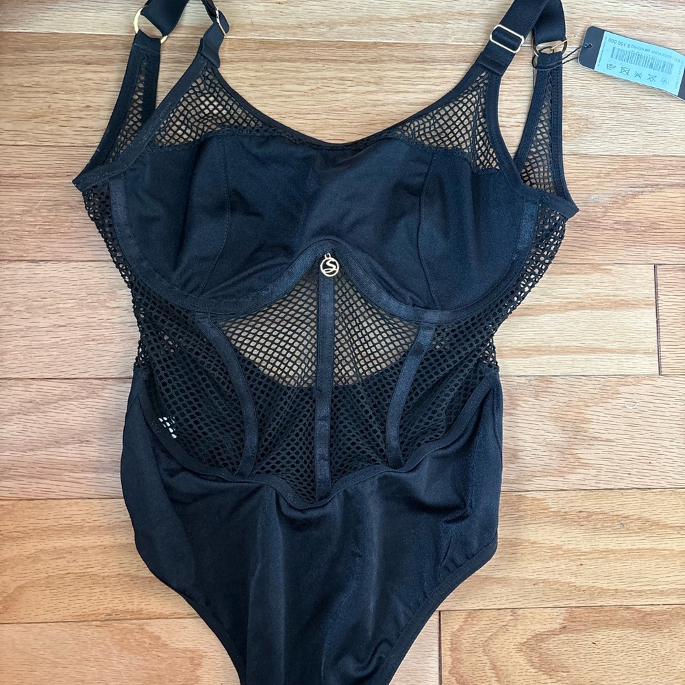 Black Mesh Women's Bodysuit